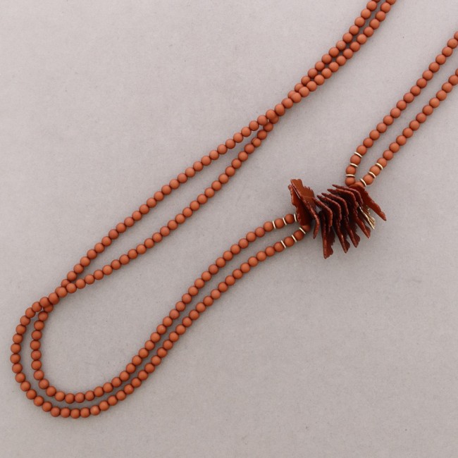 LONG DOUBLE RESIN LEAF BEAD NECKLACE