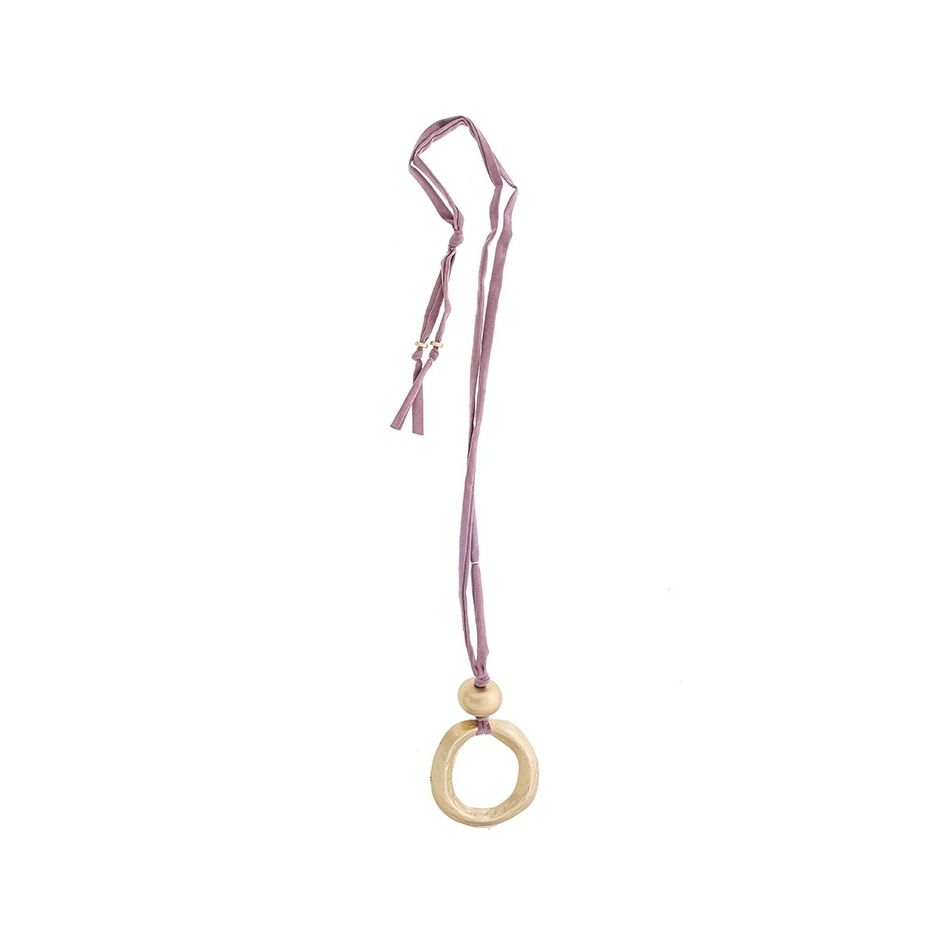 COLLAR LARGO TUBO LAZO COLGANTE ANILLA METAL