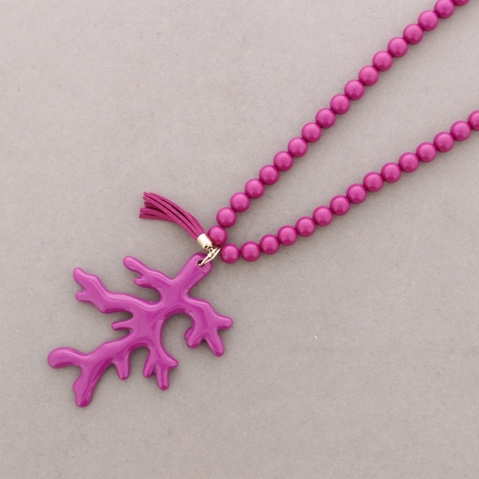 COLLAR LARGO CORAL COLG. RESINA