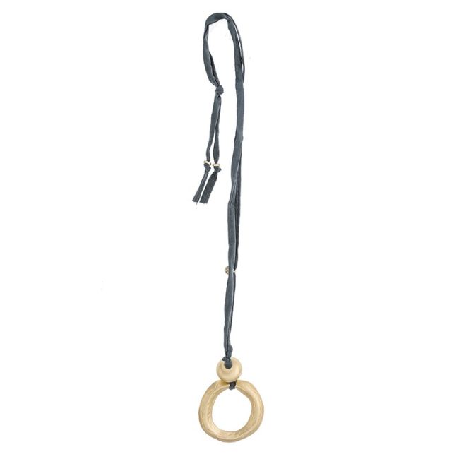 COLLAR LARGO TUBO LAZO COLGANTE ANILLA METAL