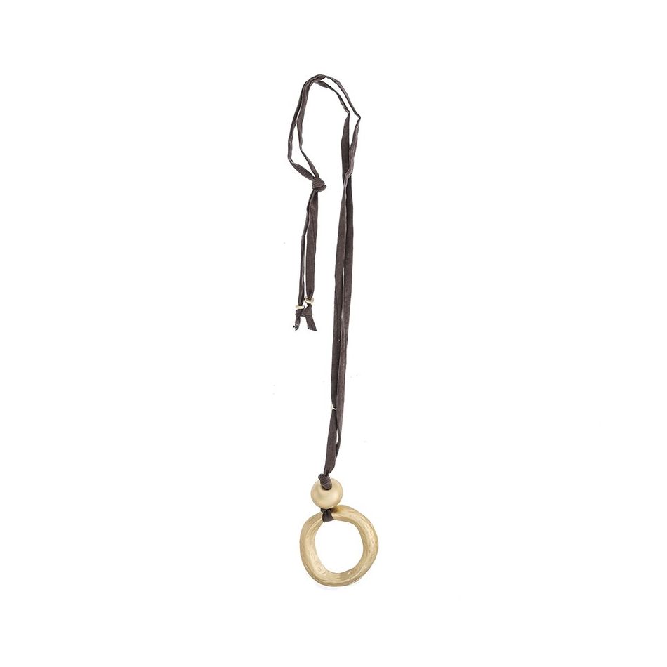 COLLAR LARGO TUBO LAZO COLGANTE ANILLA METAL