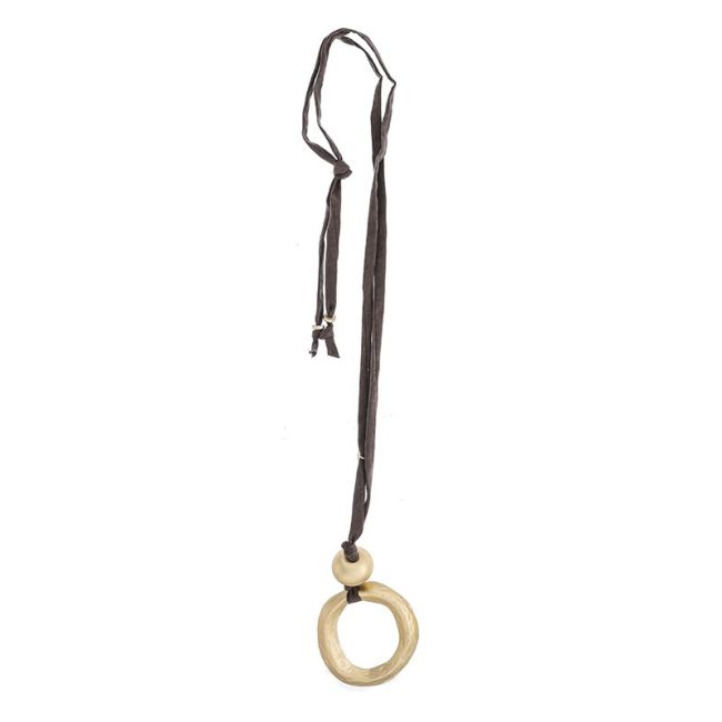 COLLAR LARGO TUBO LAZO COLGANTE ANILLA METAL