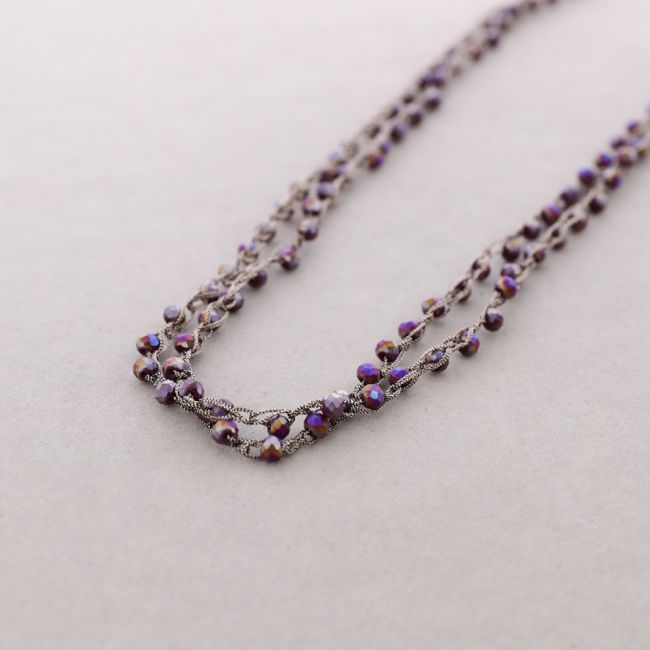 LONG NECKLACE WOVEN WITH FACETED CRYSTALS