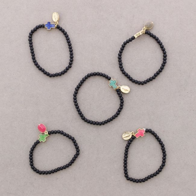 PULSERA CUENTAS CRISTALES METAL ESMALTE