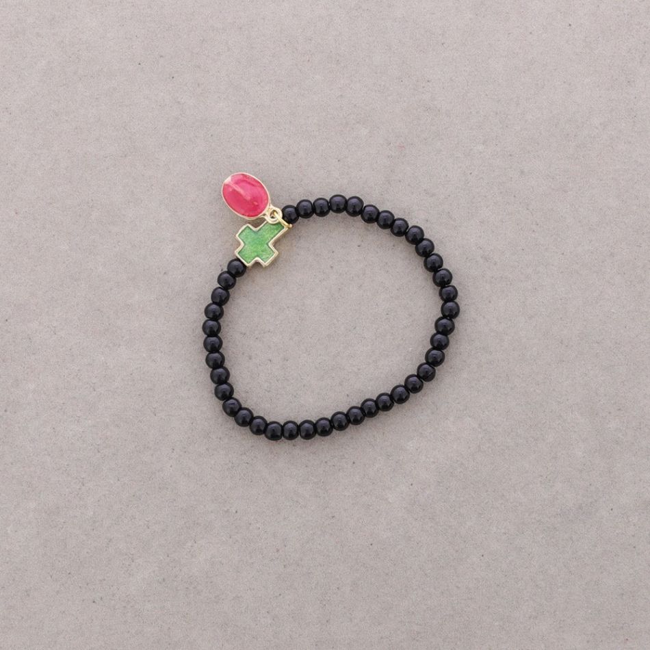 ENAMEL METAL CRYSTAL BEADS BRACELET