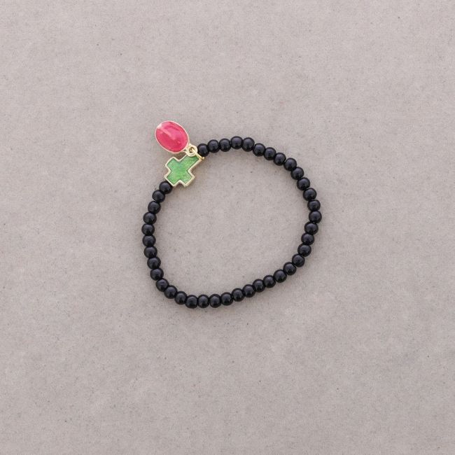 ENAMEL METAL CRYSTAL BEADS BRACELET