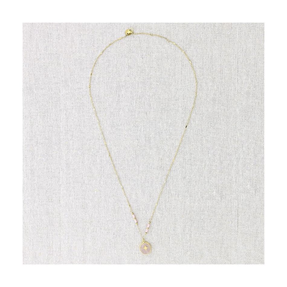 POLAR STAR STONE PENDANT STEEL NECKLACE 55CM