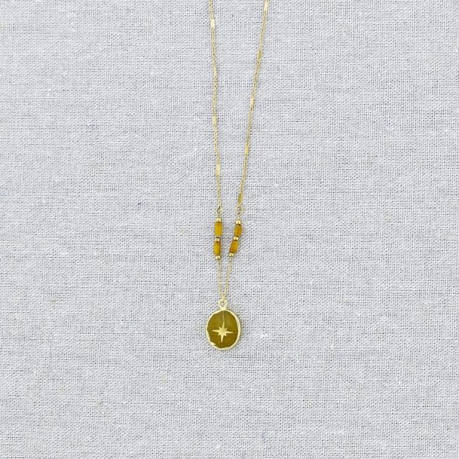 COLLAR ACERO COLGANTE PIEDRA ESTRELA POLAR 55CM