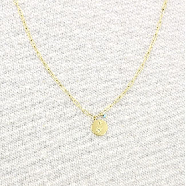 GARGANTILLA ACERO COLGANTE MEDALLA PIEDRA