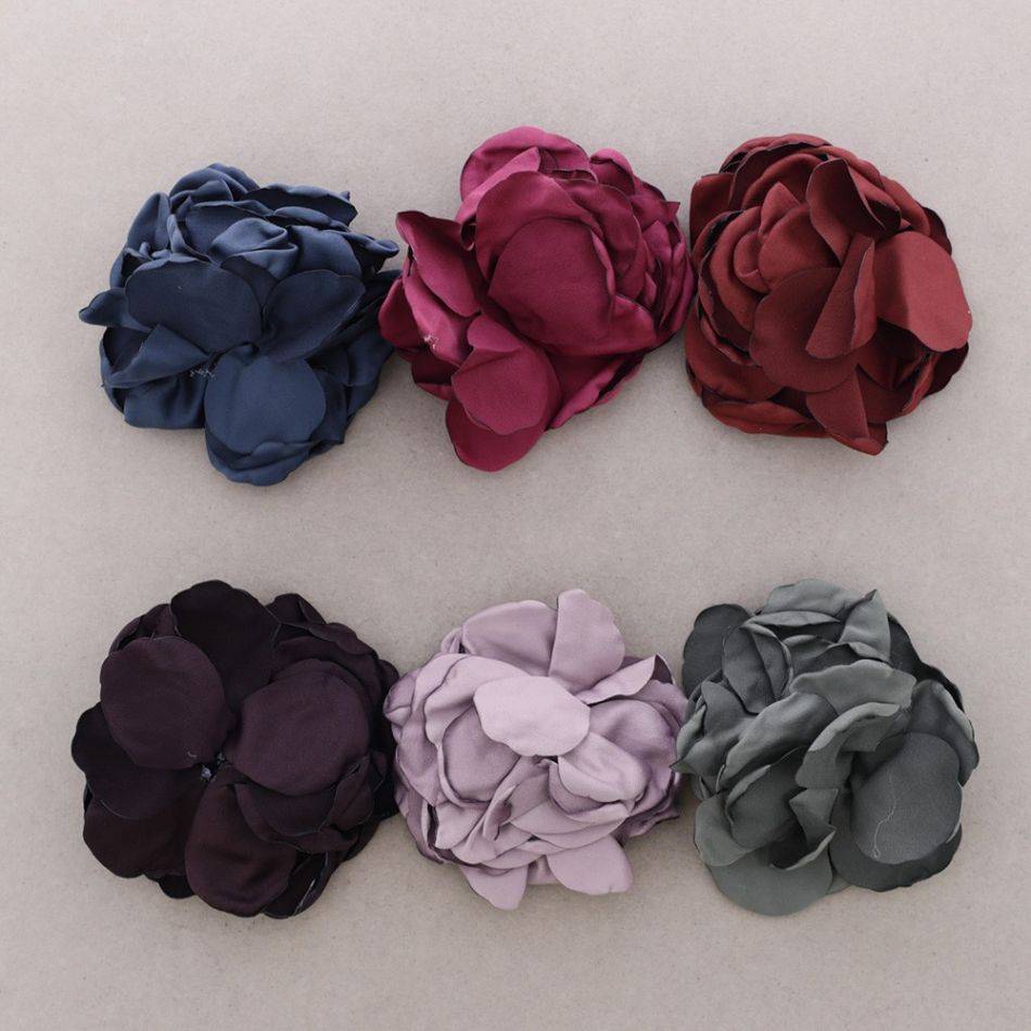 FABRIC FLOWER BROOCH 11CM