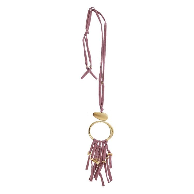 LONG TUBE NECKLACE PENDANT LOOP FRINGE RING