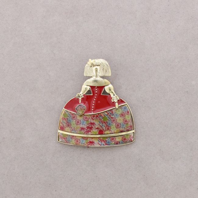 METAL ENAMEL BROOCH