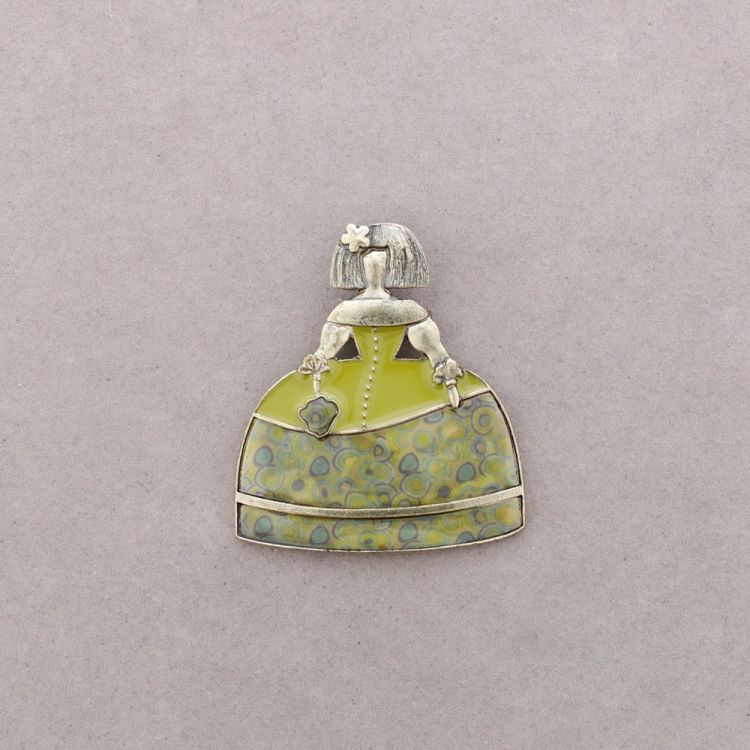METAL ENAMEL BROOCH