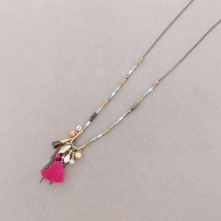 COLLAR LARGO CUENTAS COLGANTES