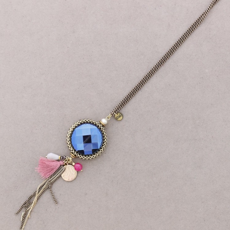 LONG BEADED FRINGE PENDANT NECKLACE