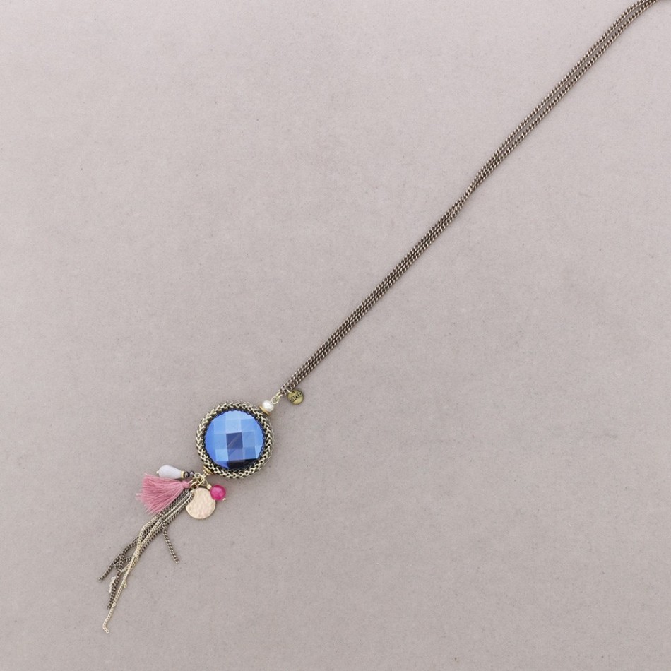 COLLAR LARGO COLG. CUENTAS FLECO