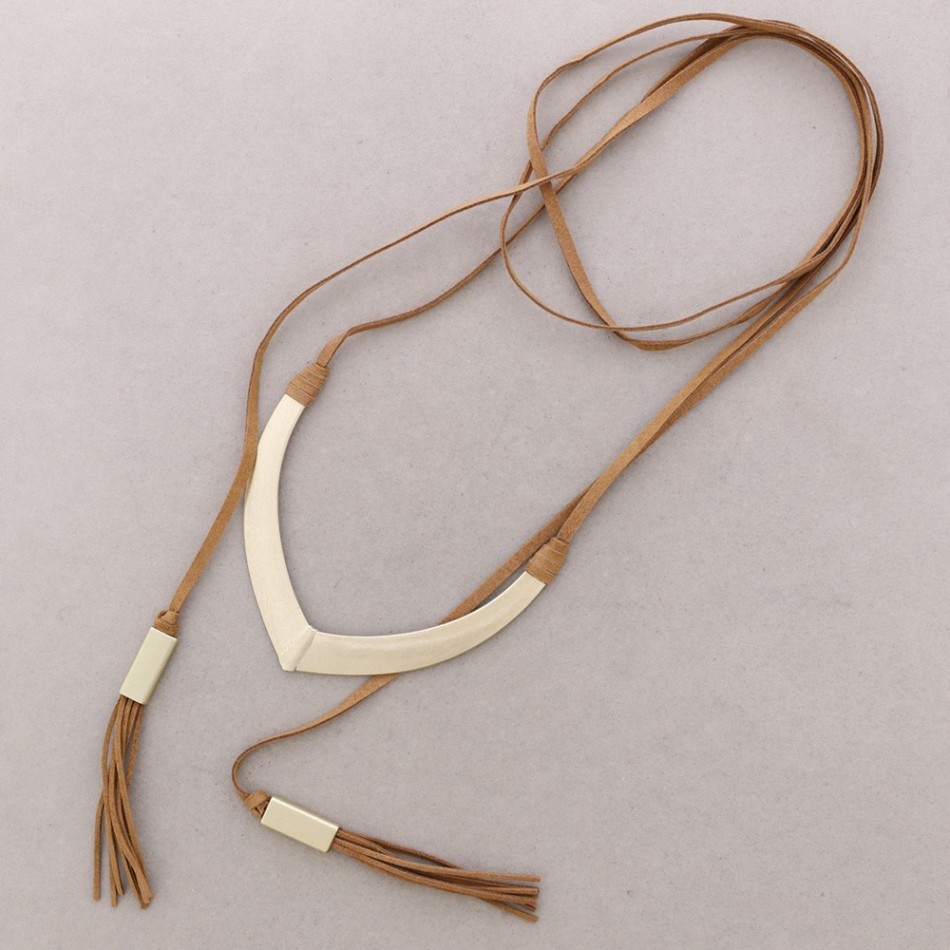 V-SHAPED METAL DOUBLE FRINGE CHOKER