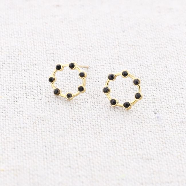 PENDIENTES ACERO ANILLA CRISTALES