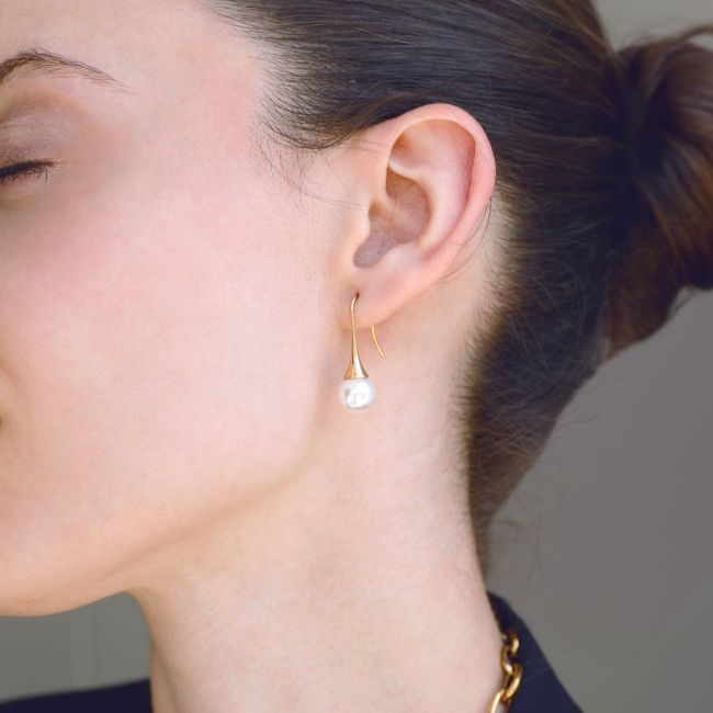 PENDIENTES ACERO IMITACIÓN PERLA