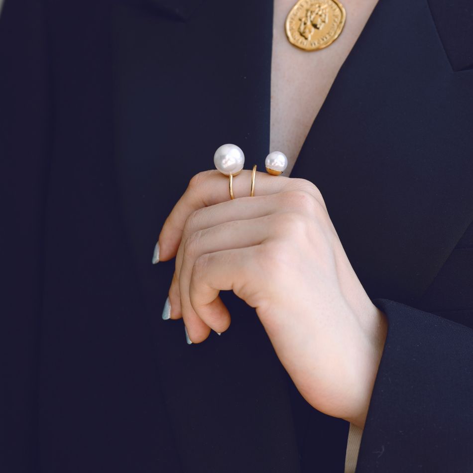 ANILLO ACERO DOBLE BOLA