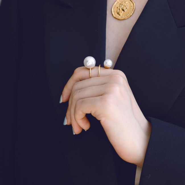 ANILLO ACERO DOBLE BOLA