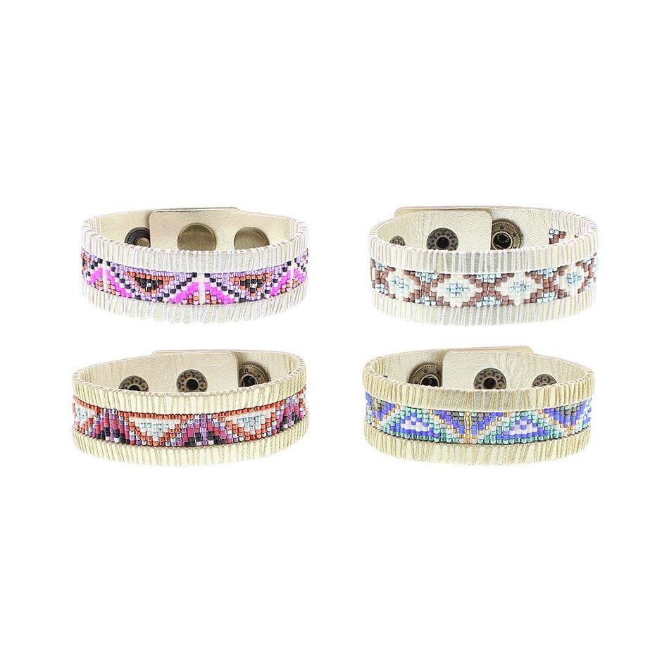 IMI BRACELET. LEATHER MIYUKI BEADS