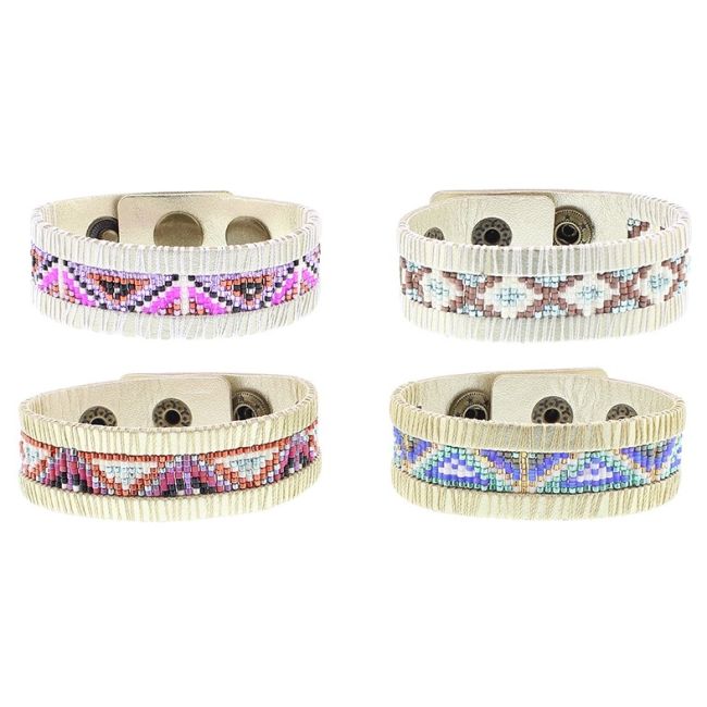 IMI BRACELET. LEATHER MIYUKI BEADS