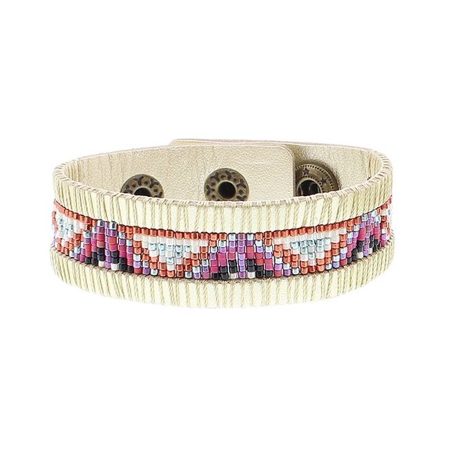 PULSERA IMI. CUERO CUENTAS MIYUKI