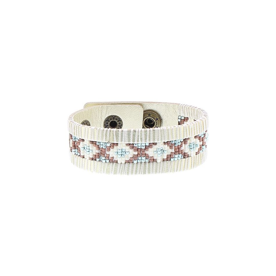 PULSERA IMI. CUERO CUENTAS MIYUKI