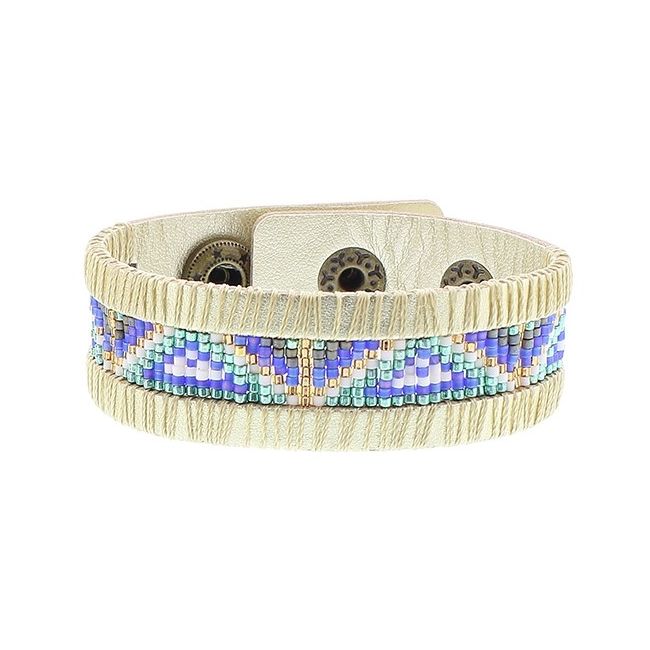 PULSERA IMI. CUERO CUENTAS MIYUKI