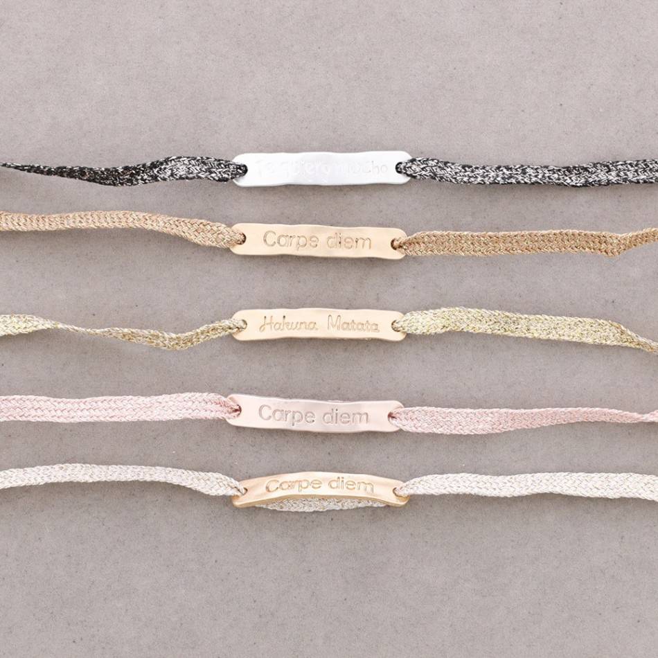 MESSAGE PLATE CORD BRACELET