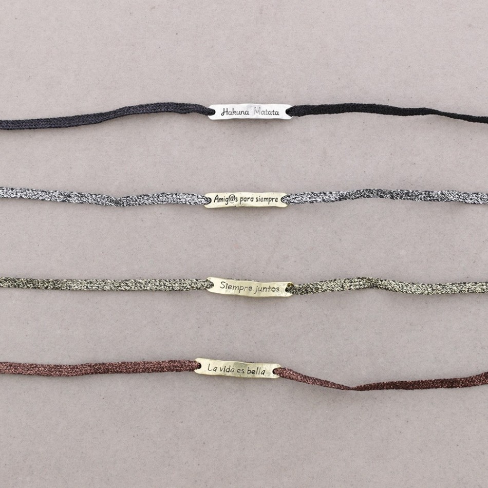 MESSAGE PLATE CORD BRACELET