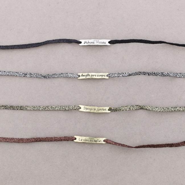 PULSERA CORDÓN CHAPA MENSAJE