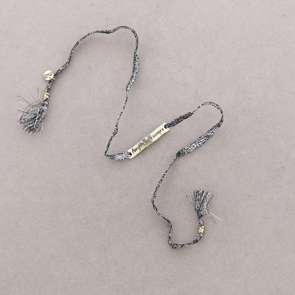 MESSAGE PLATE CORD BRACELET