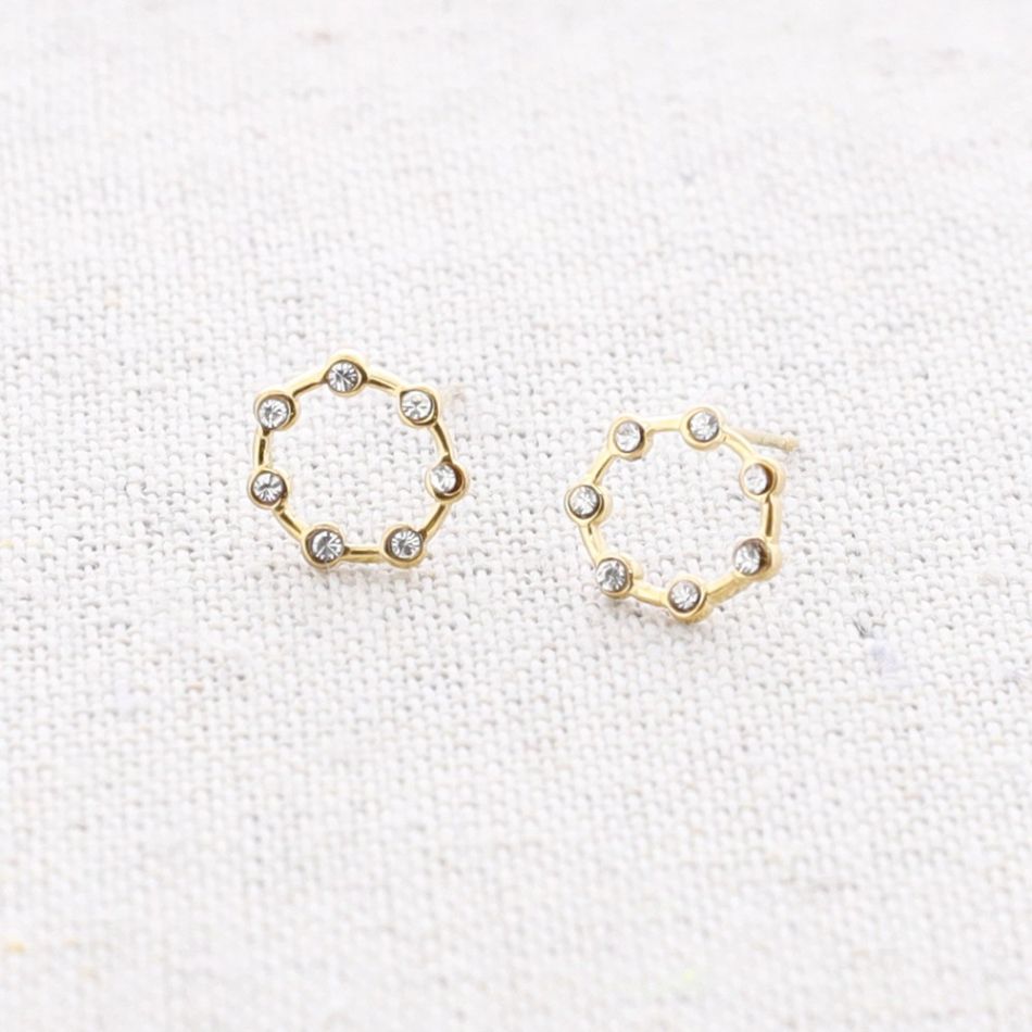 PENDIENTES ACERO ANILLA CRISTALES