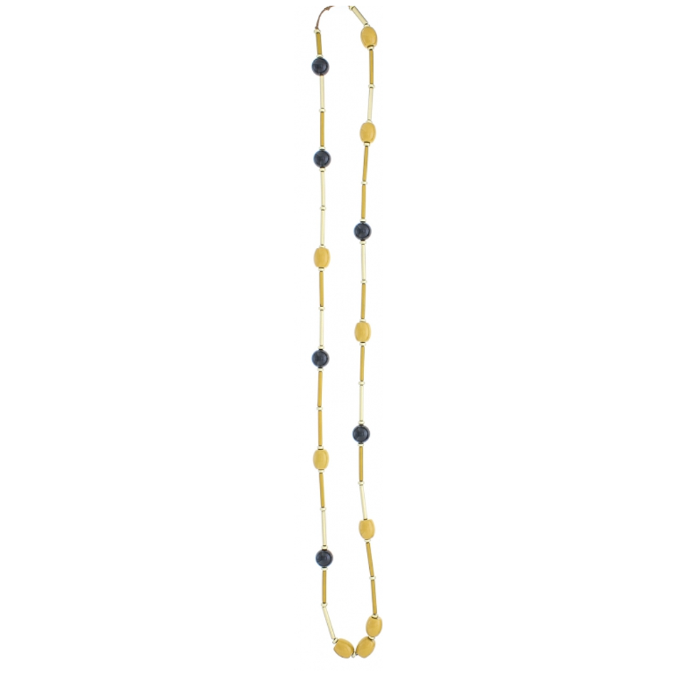 COLLAR LARGO CUENTAS RESINA TUBOS METAL