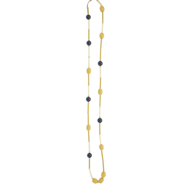 COLLAR LARGO CUENTAS RESINA TUBOS METAL
