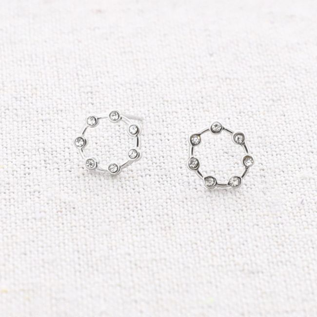PENDIENTES ACERO ANILLA CRISTALES