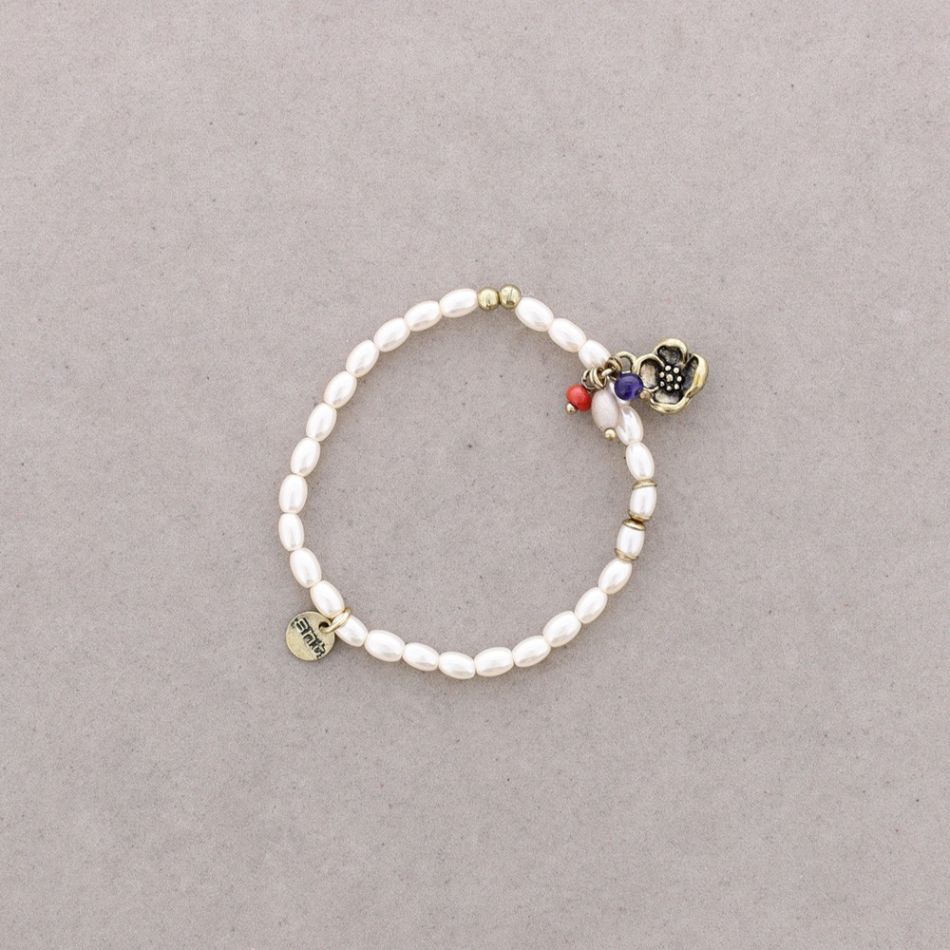 PULSERA CUENTAS METAL PERLAS