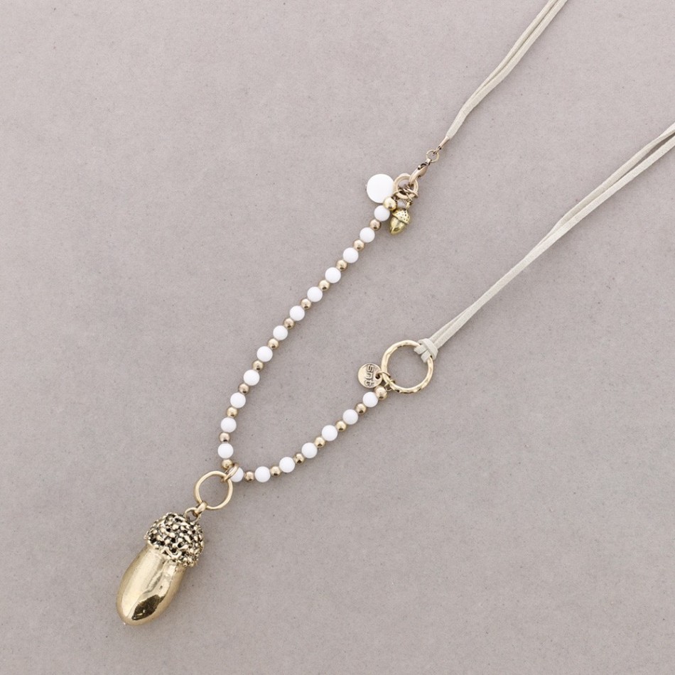 COLLAR LARGO CUENTAS METAL PIEDRAS