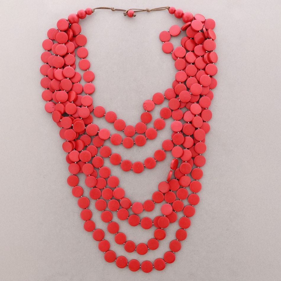 COLLAR LARGO CUENTAS MADERA
