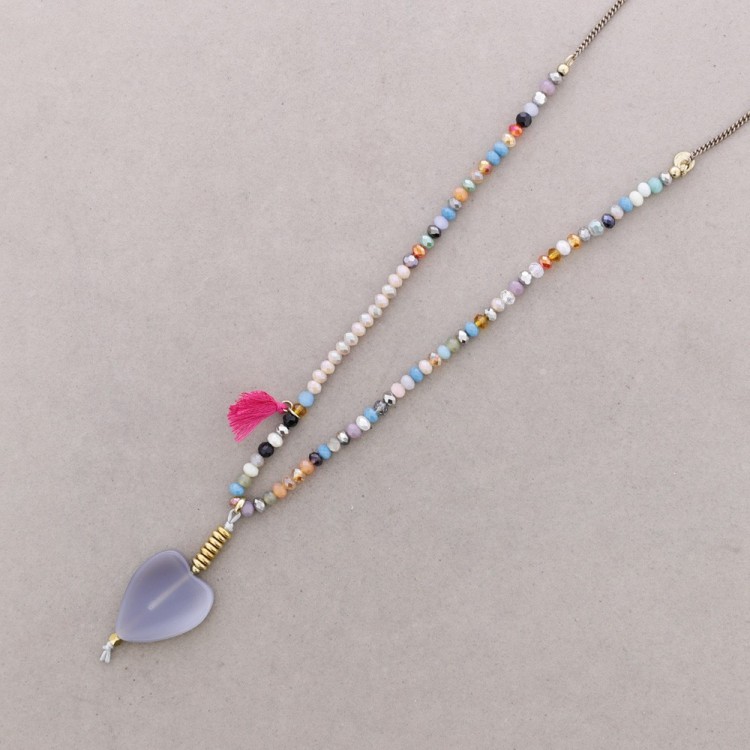 COLLAR LARGO CUENTAS COLG PIEDRA