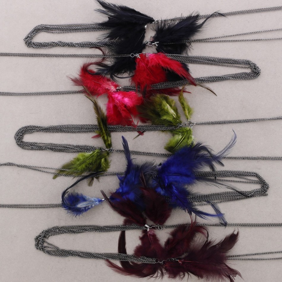 COLLAR LARGO CADENAS PLUMAS