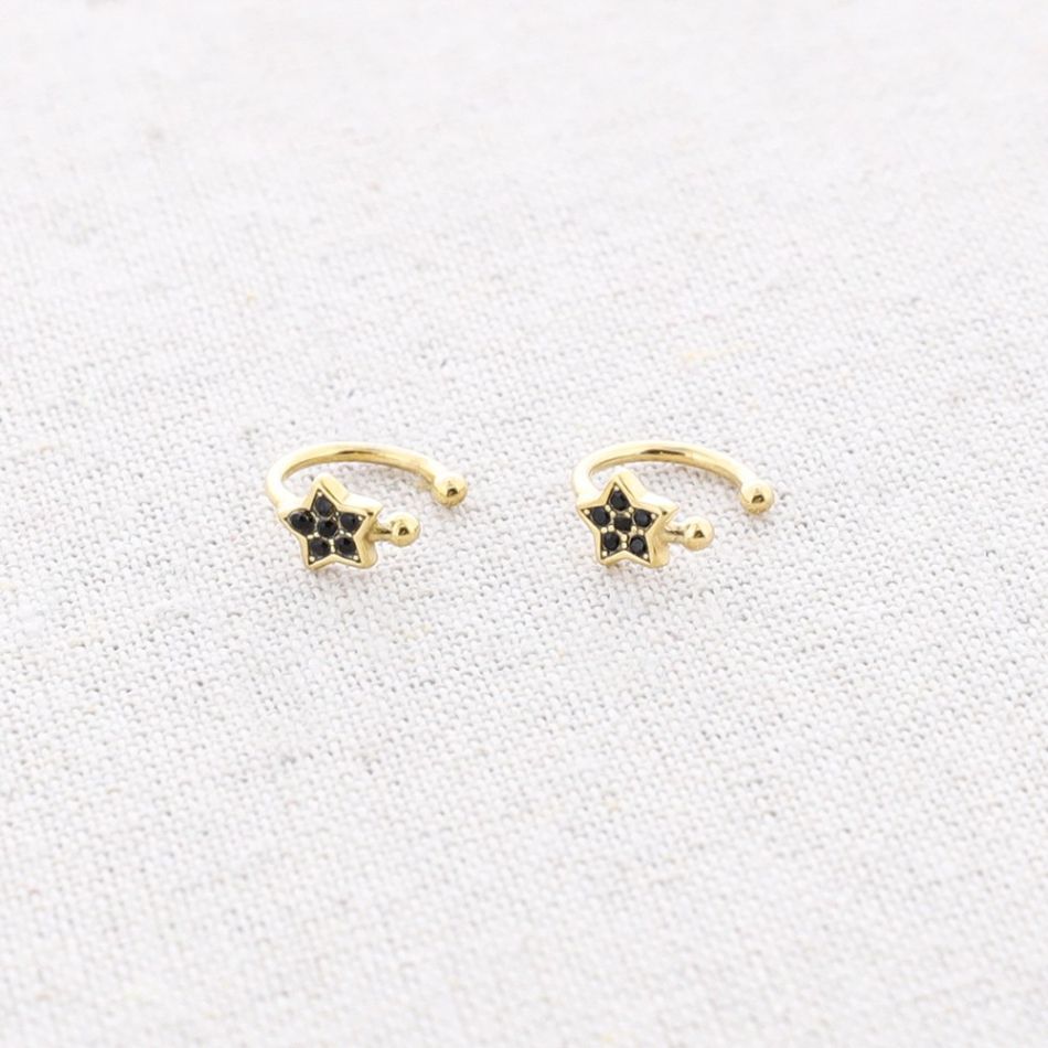 CRYSTAL STAR PIERCING STEEL EARRINGS