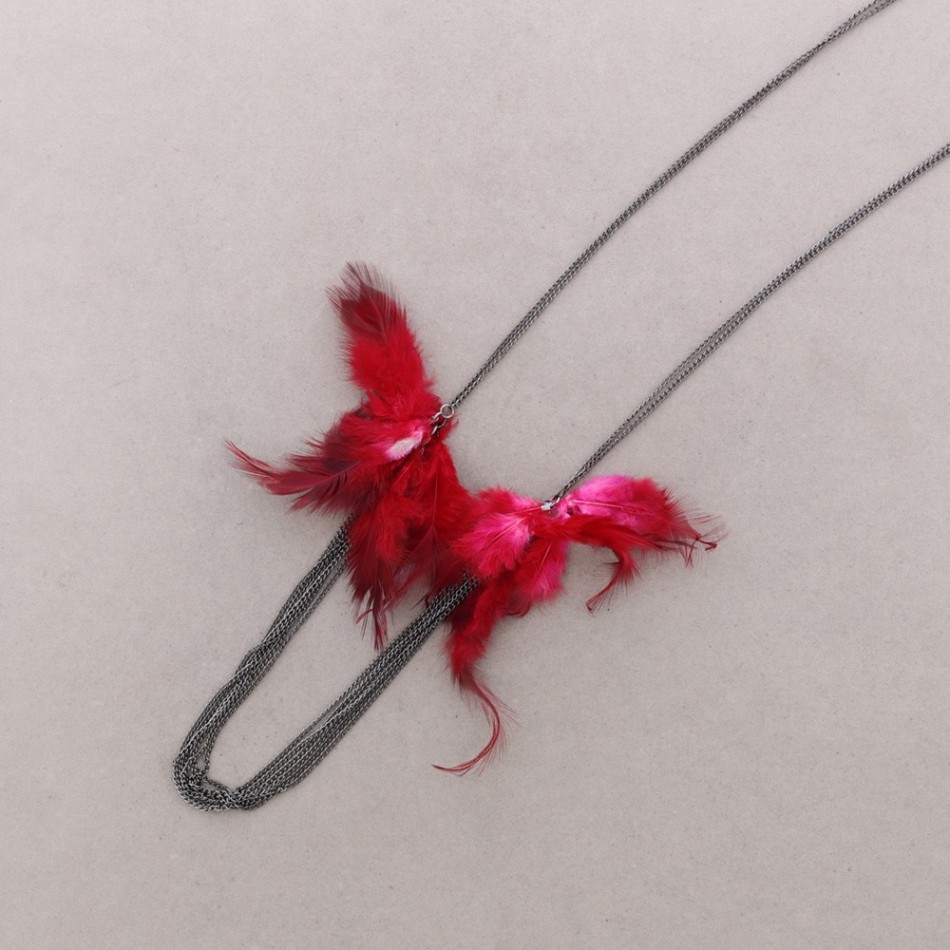 COLLAR LARGO CADENAS PLUMAS
