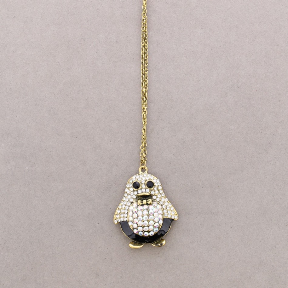 LONG NECKLACE WITH METAL AND CRYSTALS