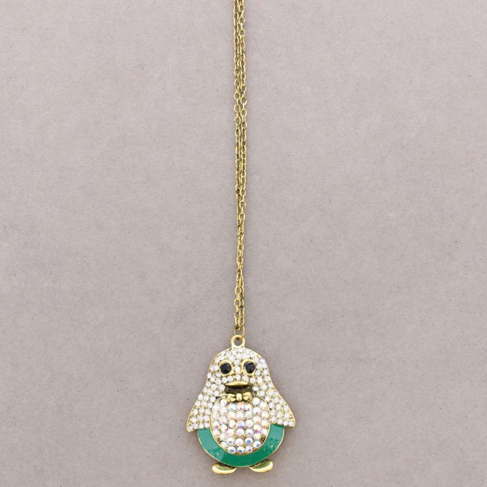 LONG NECKLACE WITH METAL AND CRYSTALS