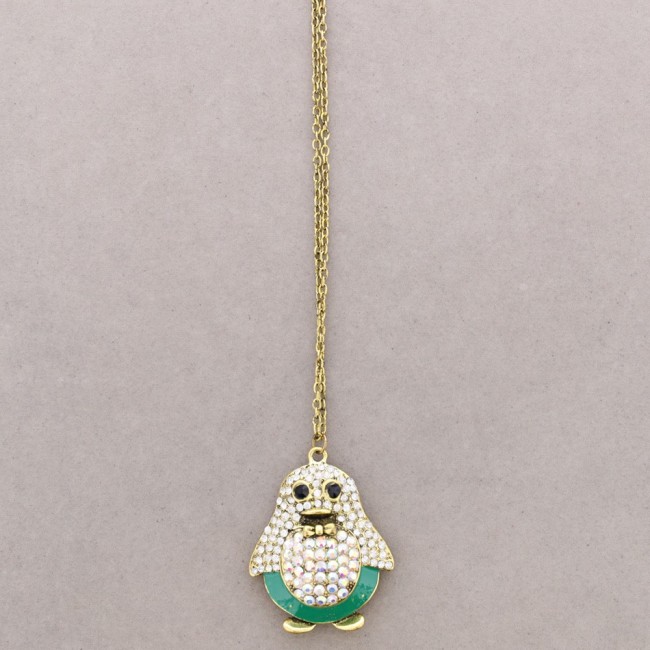 LONG NECKLACE WITH METAL AND CRYSTALS