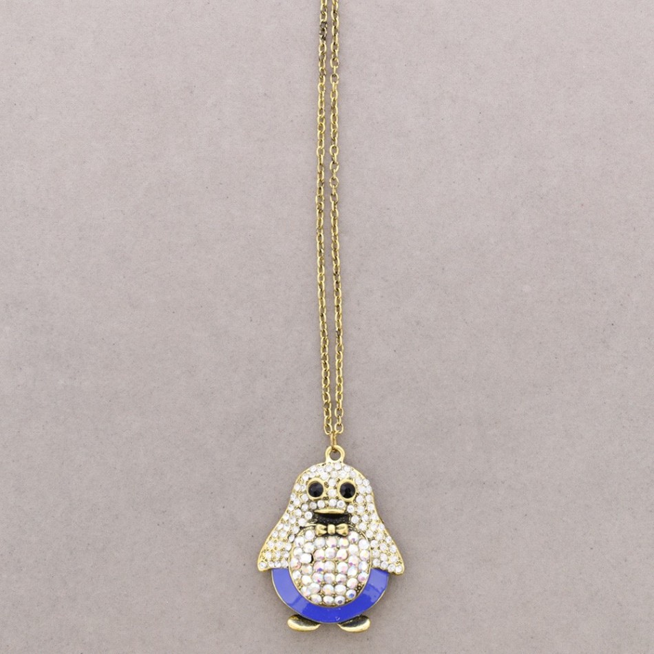 LONG NECKLACE WITH METAL AND CRYSTALS