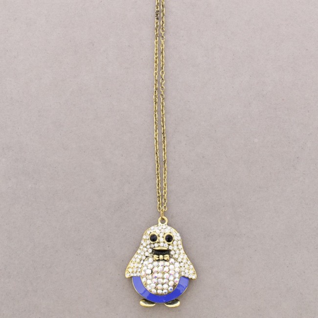 LONG NECKLACE WITH METAL AND CRYSTALS